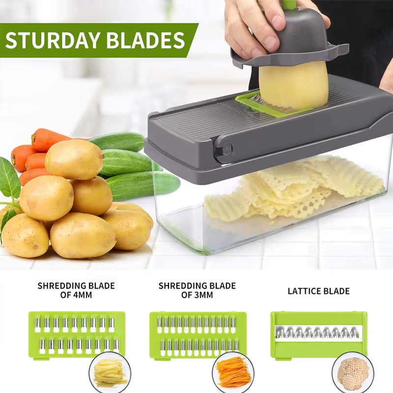 Multi-Function Vegetable Slicer & Chopper – Safe & Easy Kitchen Food Prep Tool